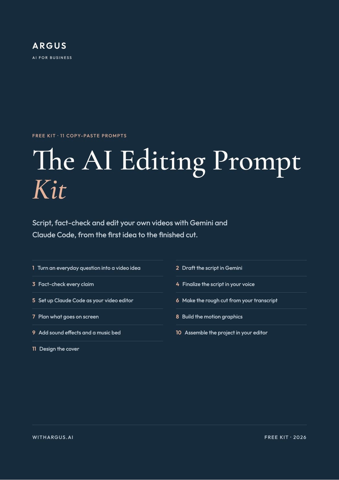 Cover of The AI Editing Prompt Kit by Argus